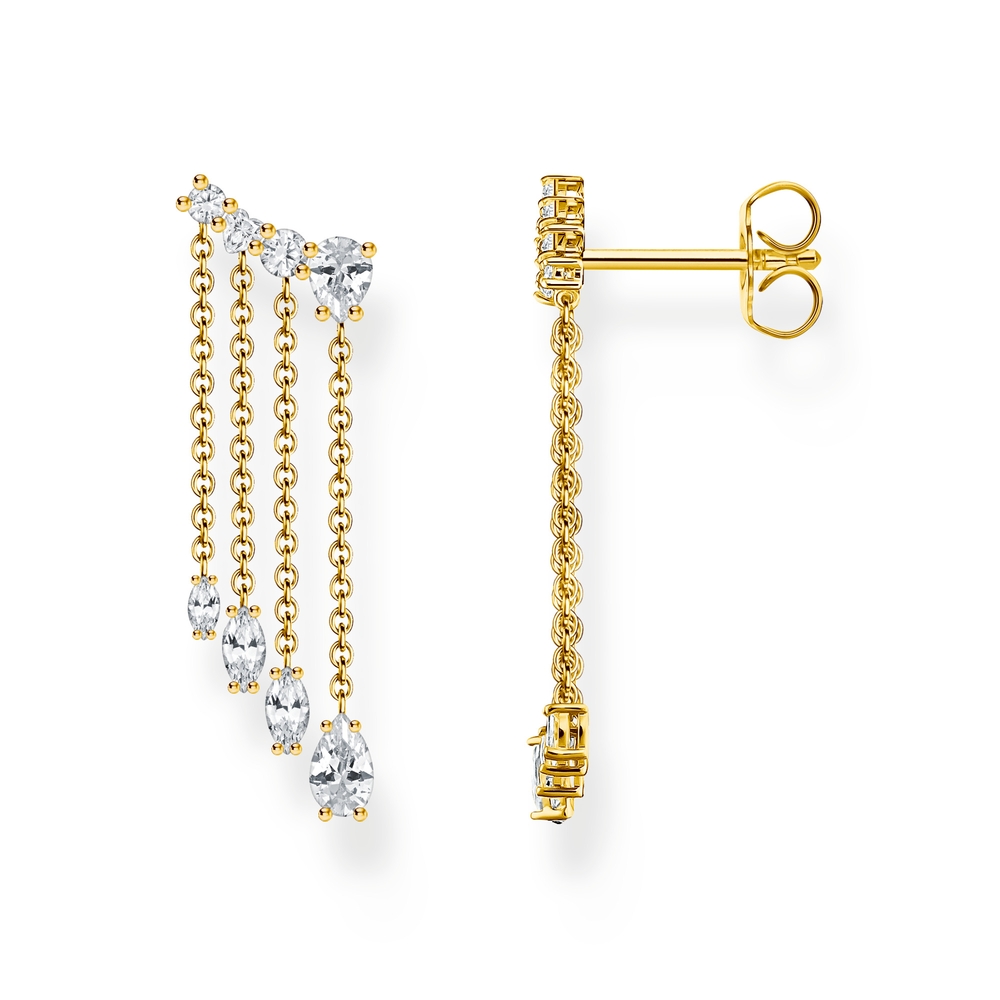 Boucles d'oreilles pendantes argent doré, zircons incolores - H2325-414-14 - Thomas Sabo