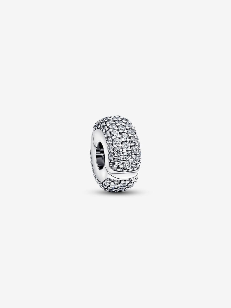 Clip pavé, argent, zircons incolores