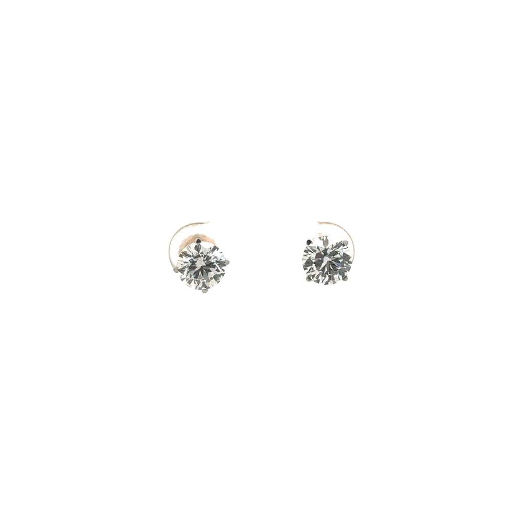 Boucles d'oreilles fixes vissées, or jaune 10 carats, 200 points de diamant de laboratoire total, VS/EF, certificat