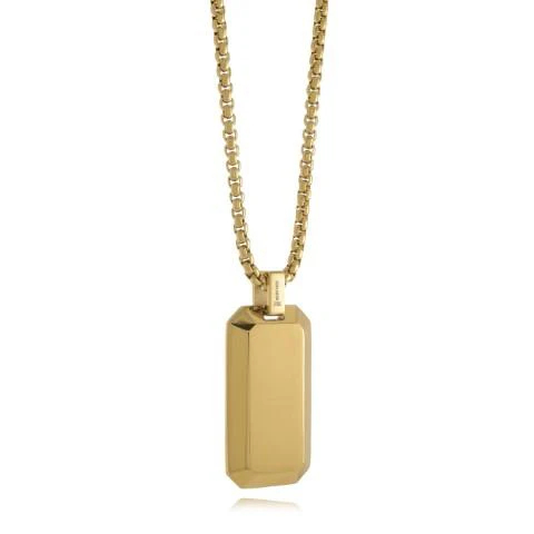 Pendentif plaque, acier inoxydable doré