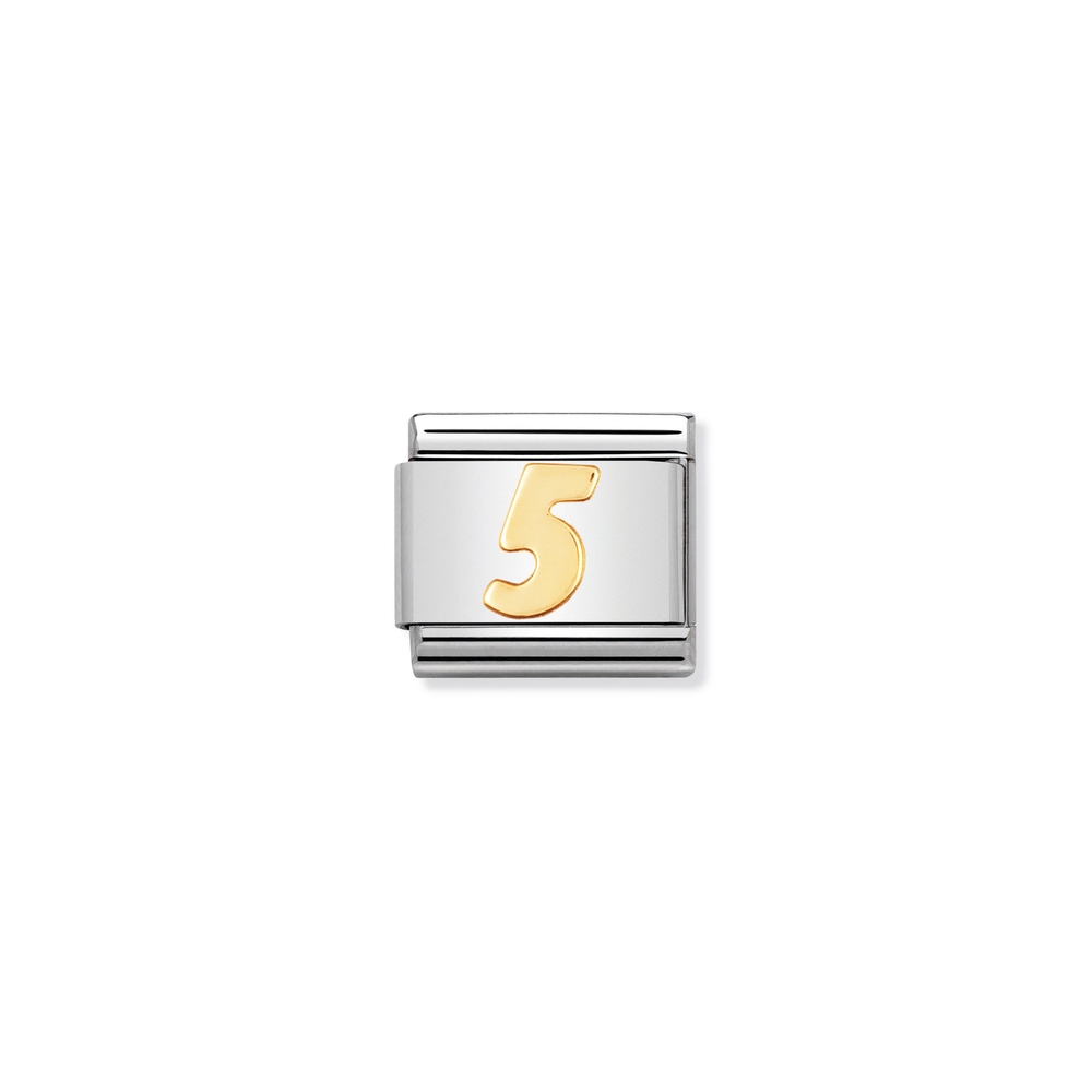 Maille classique chiffre 5, acier inoxydable, finition or jaune 18 carats - 03010205 - NOMINATION