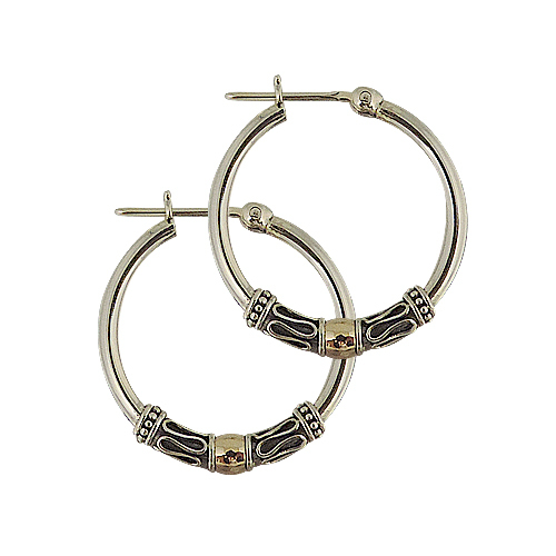 Anneaux argent, or jaune 18kt 18 mm - DA004G - L'aventurine