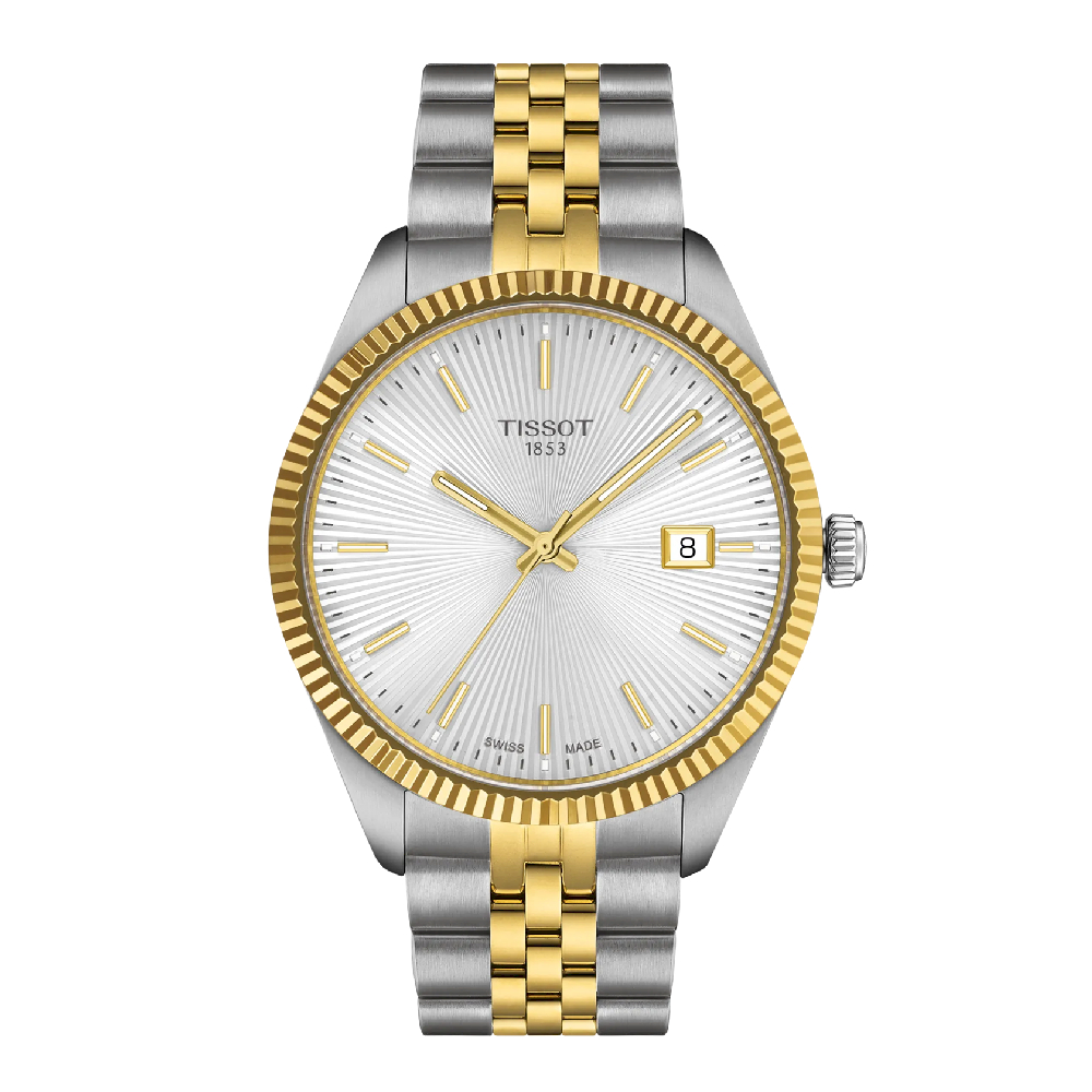Montre Ballade, acier inoxydable 2 tons (blanc et jaune), fond blanc
