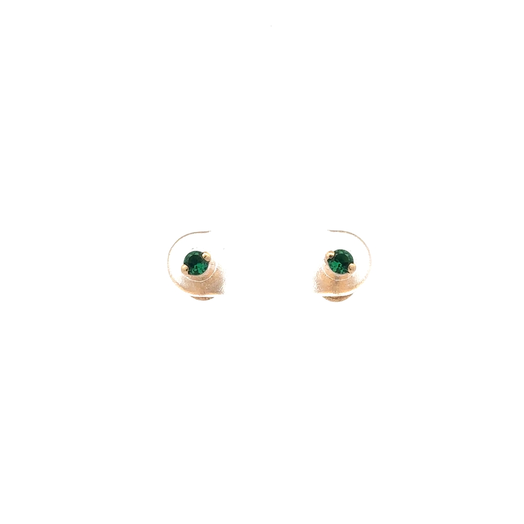 Boucles d'oreilles fixes vissées or jaune 10 carats, zircons verts - 12678-MAI - Exclusivités