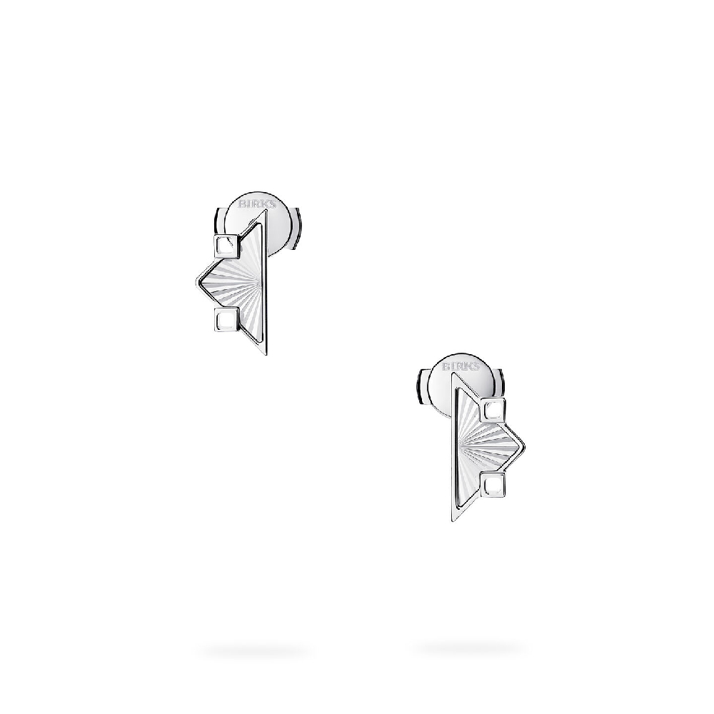 Boucles d'oreilles fixes symétrique guilloché Birks Muse, argent - 450018473585 - Birks