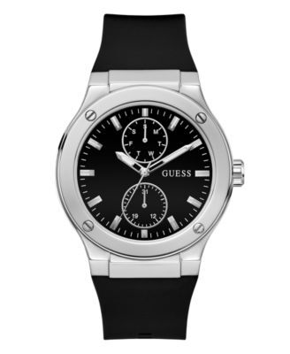 Black silicone watch stainless steel black dial