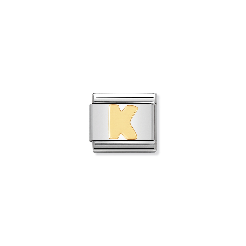 Maille classique lettre K, acier inoxydable, finition or jaune 18 carats - 03010111 - NOMINATION