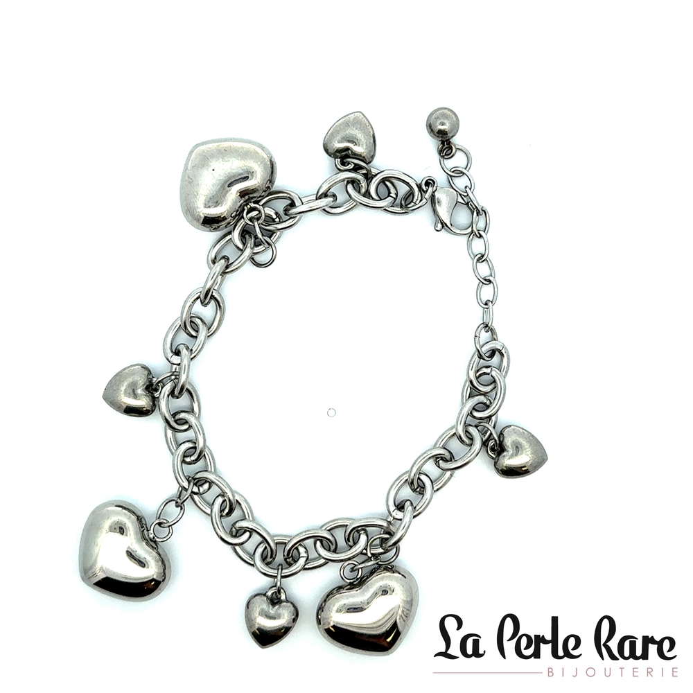 Bracelet coeurs, acier inoxydable - 170-BR03 - Steelx