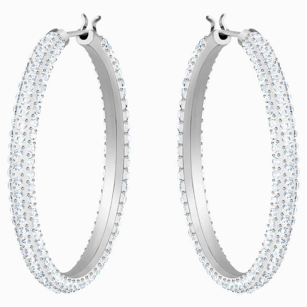 Anneaux métal rhodié, cristaux blancs - 5389432 - Swarovski