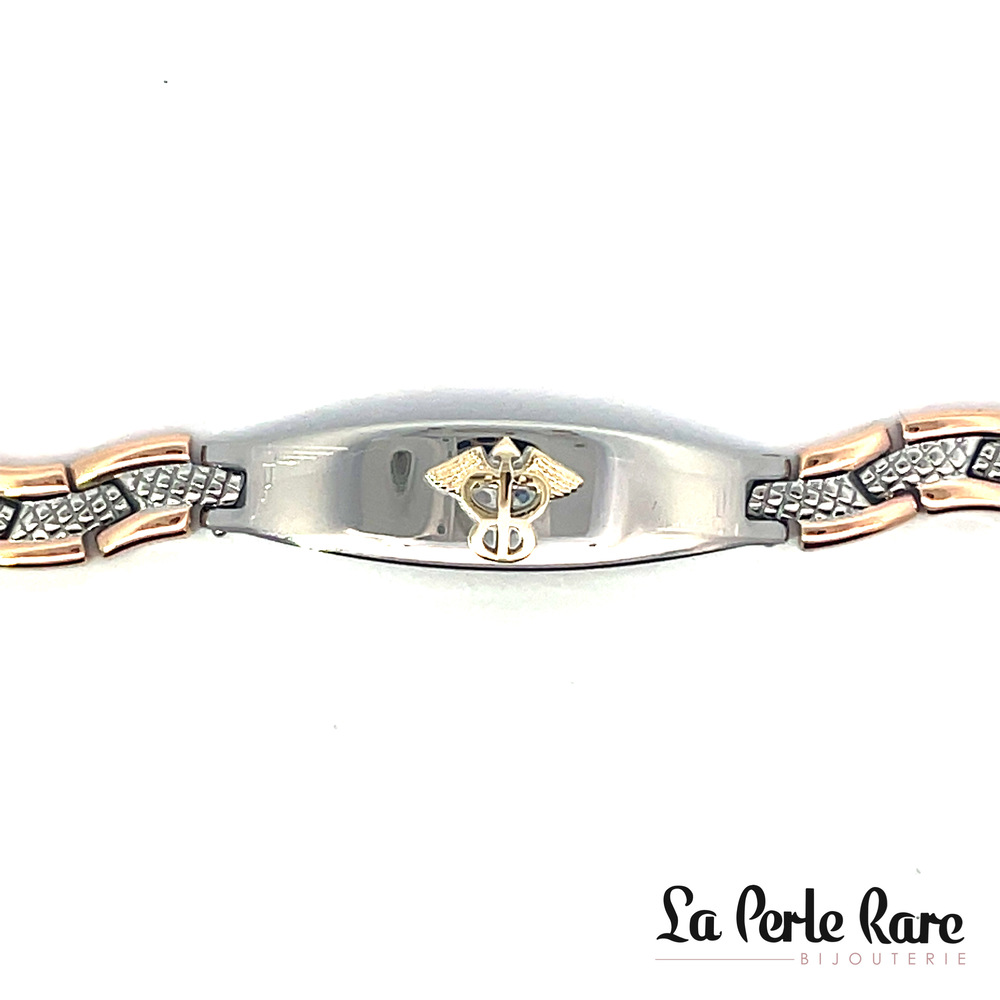 Bracelet médical femme 2 tons rose et blanc Bracelet médical femme 2 tons rose et blanc