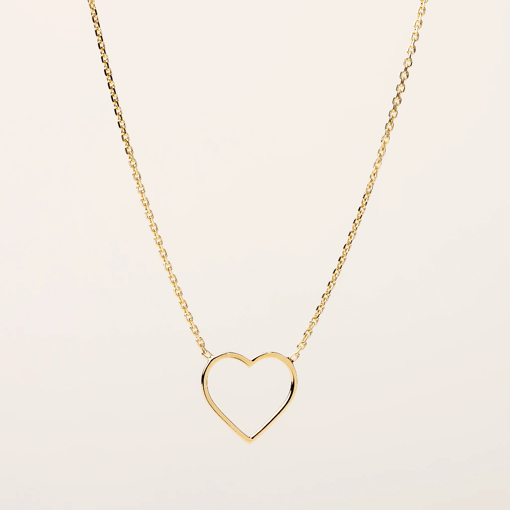 Collier Minimal Heart, argent plaqué or 14 carats