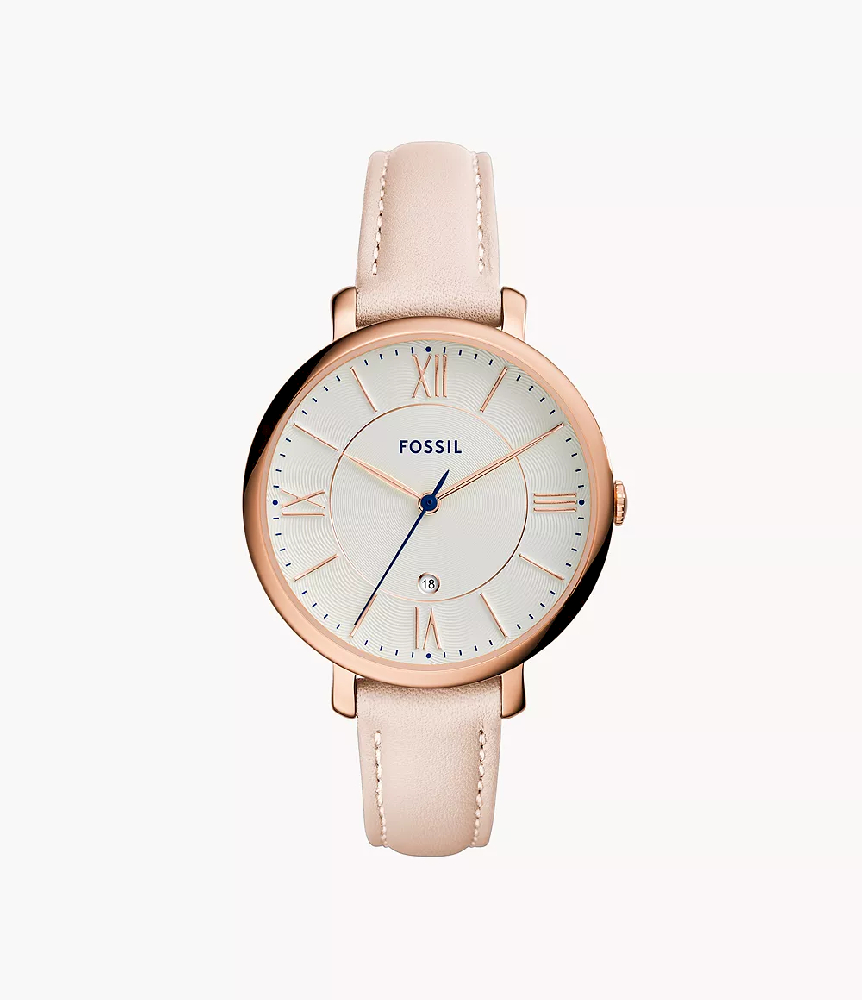 Montre cuir rose, acier inoxydable rosé, fond blanc - ES3988 - Fossil