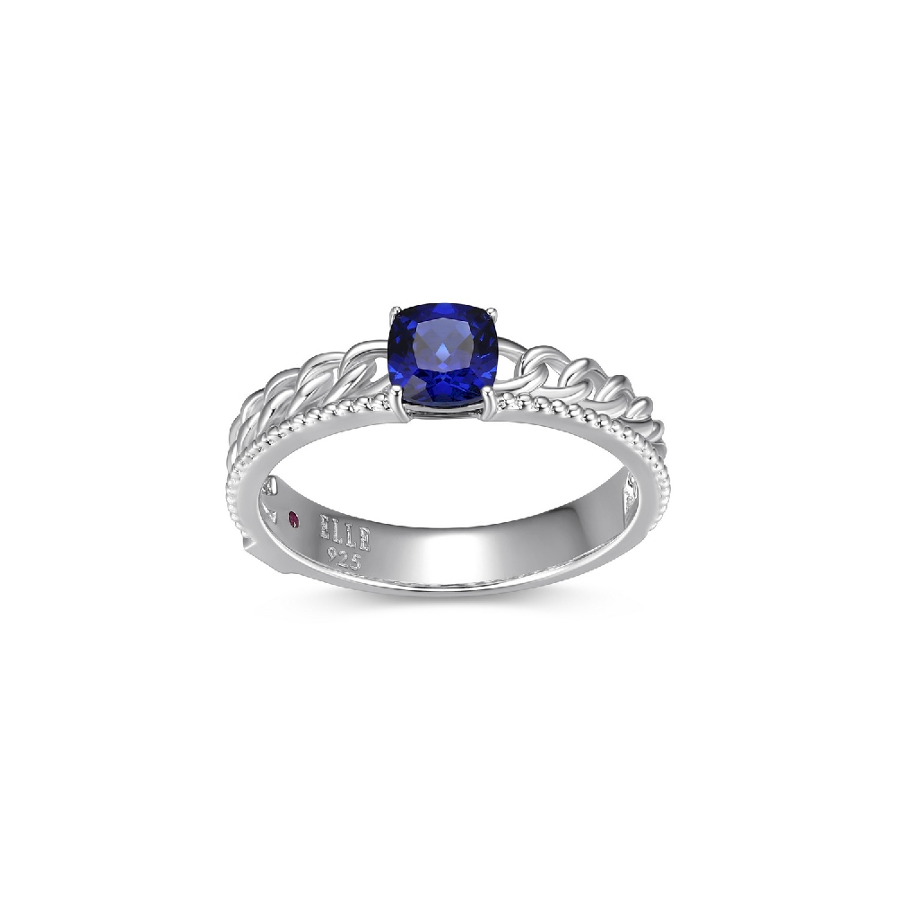 Bague argent rhodié, saphir de laboratoire - R4LAJP02A8 - Elle