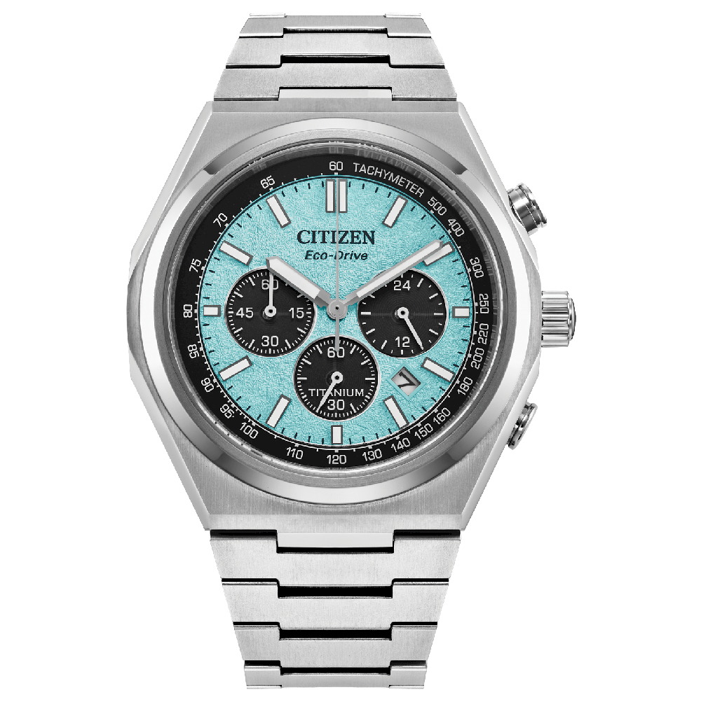 Montre Eco-Drive, acier inoxydable, fond turquoise et noir - CA4610-85M - Citizen