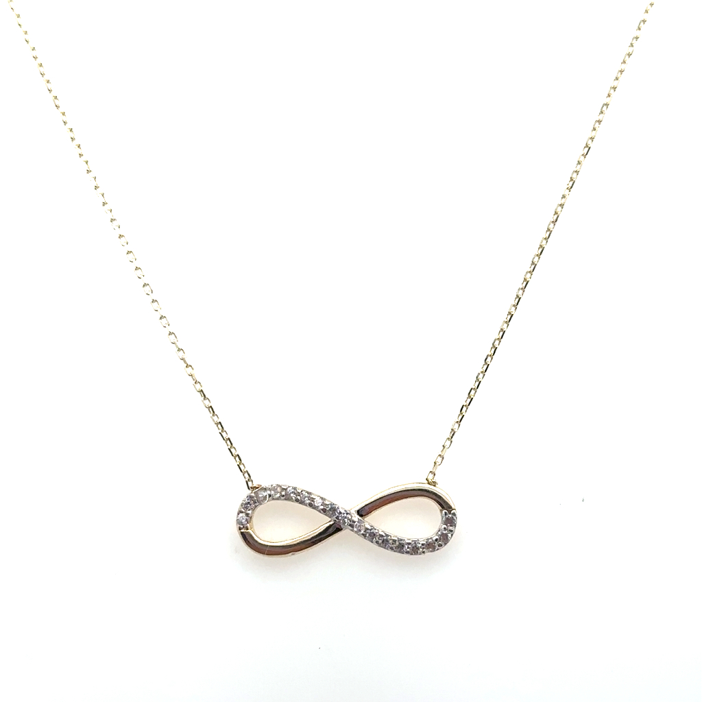 Collier symbole de l'infini, or jaune 10 carats, zircons incolores - PDG-186-J - Exclusivités
