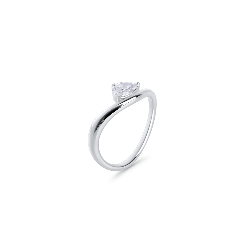 Bague Mave, acier inoxydable, zircon incolores