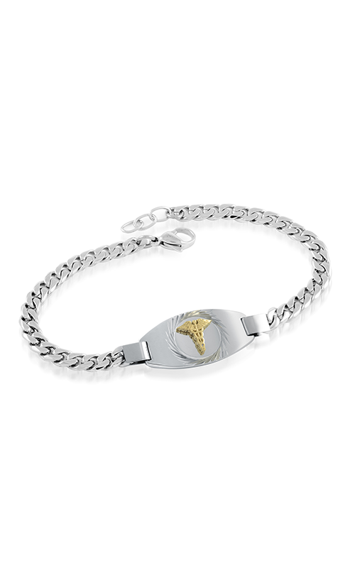 Bracelet médical gourmette, acier inoxydable 2 tons (blanc/jaune) - SMAB24 - Italgem Steel