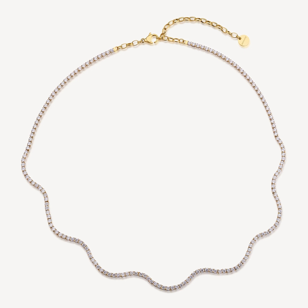 Collier Desideri, acier inoxydable doré, zircons incolores