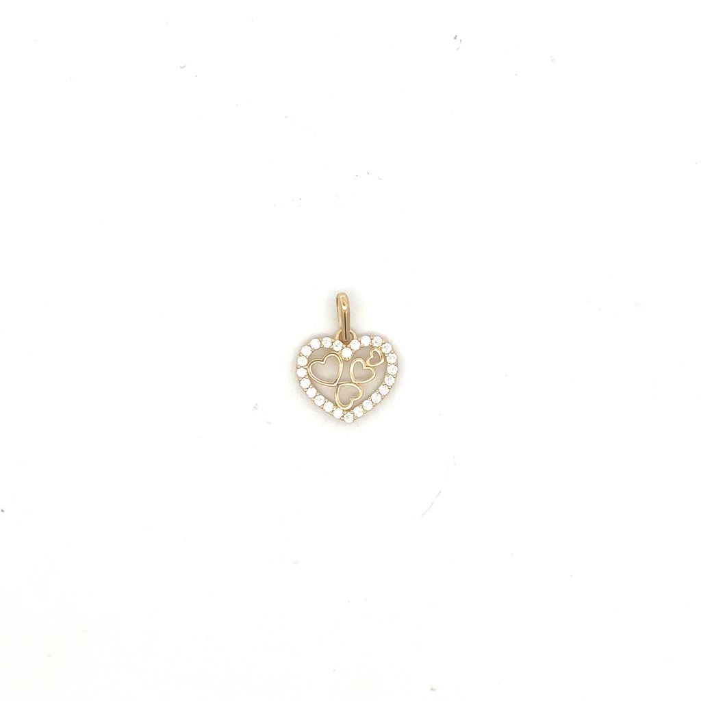 Pendentif coeurs, or jaune 10 carats, zircons incolores - CG45584 - Pure Romance
