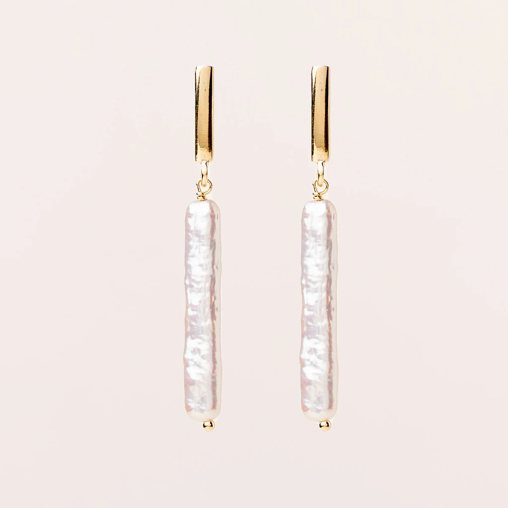 Boucles d'oreilles pendantes Yara, argent plaqué or 14 carats, perles d'eau douce