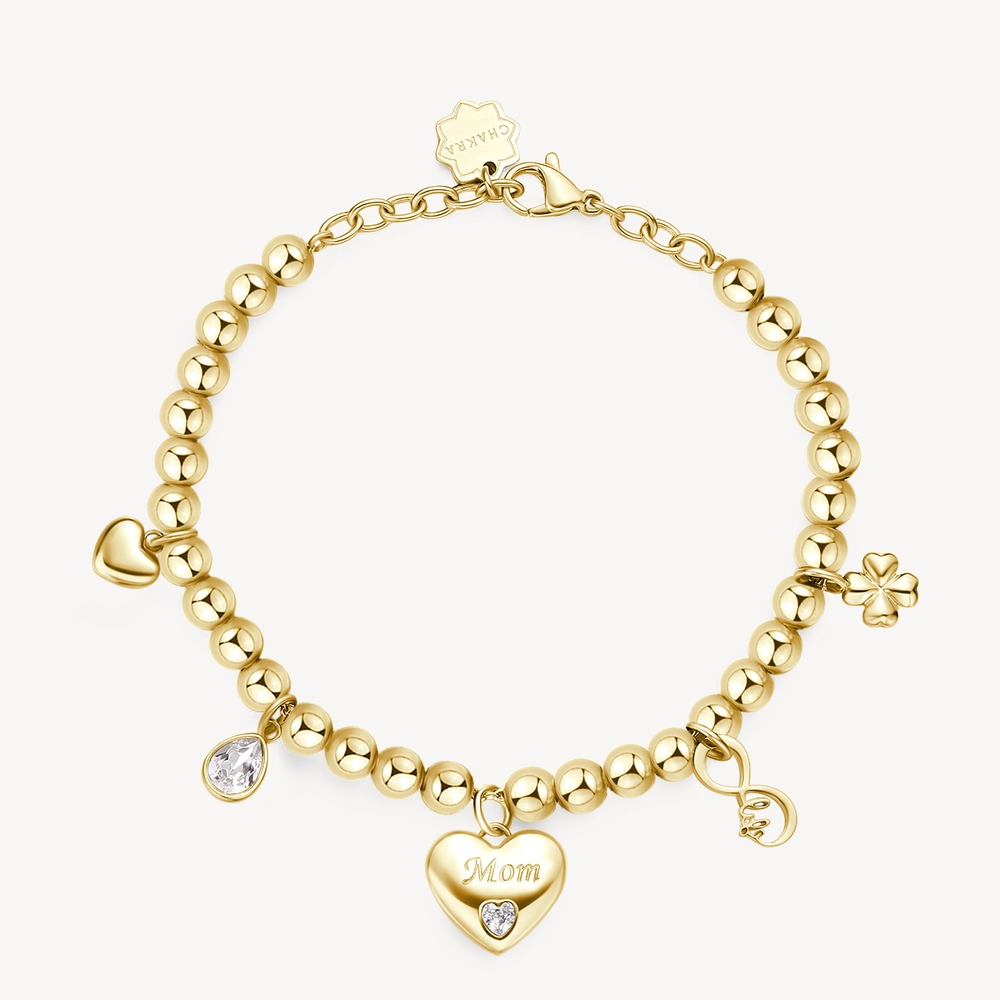 Bracelet coeur, Mom, acier inoxydable doré, cristaux incolores - BHKB166 - Brosway Italia