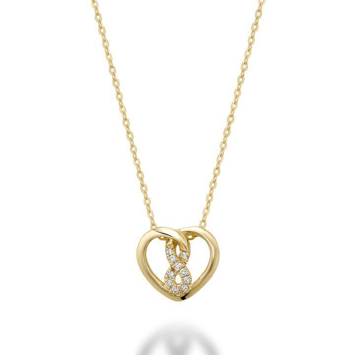 Pendentif coeur infini or jaune, 3 pts dia tot - 09-0410MHY - Rnb