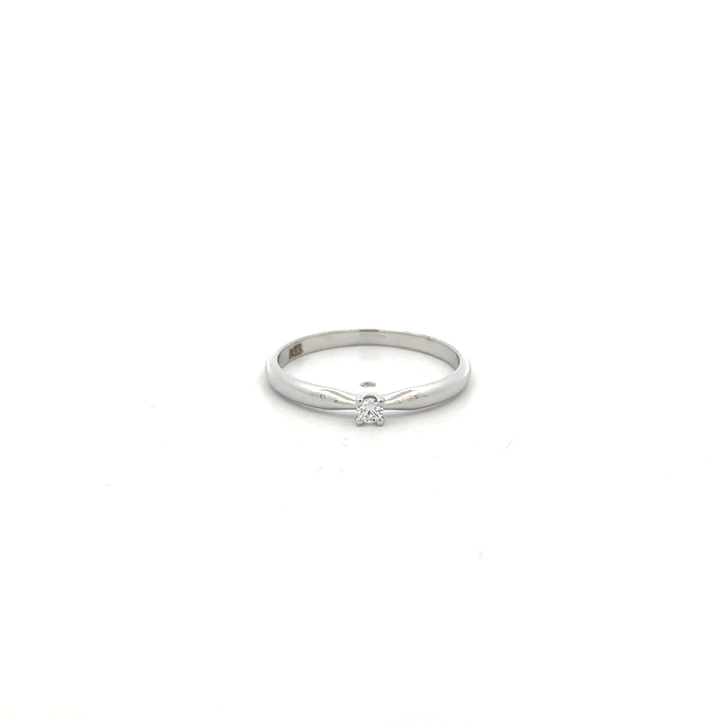 Bague solitaire, or blanc 14 carats, diamant de 5 points, SI/FG