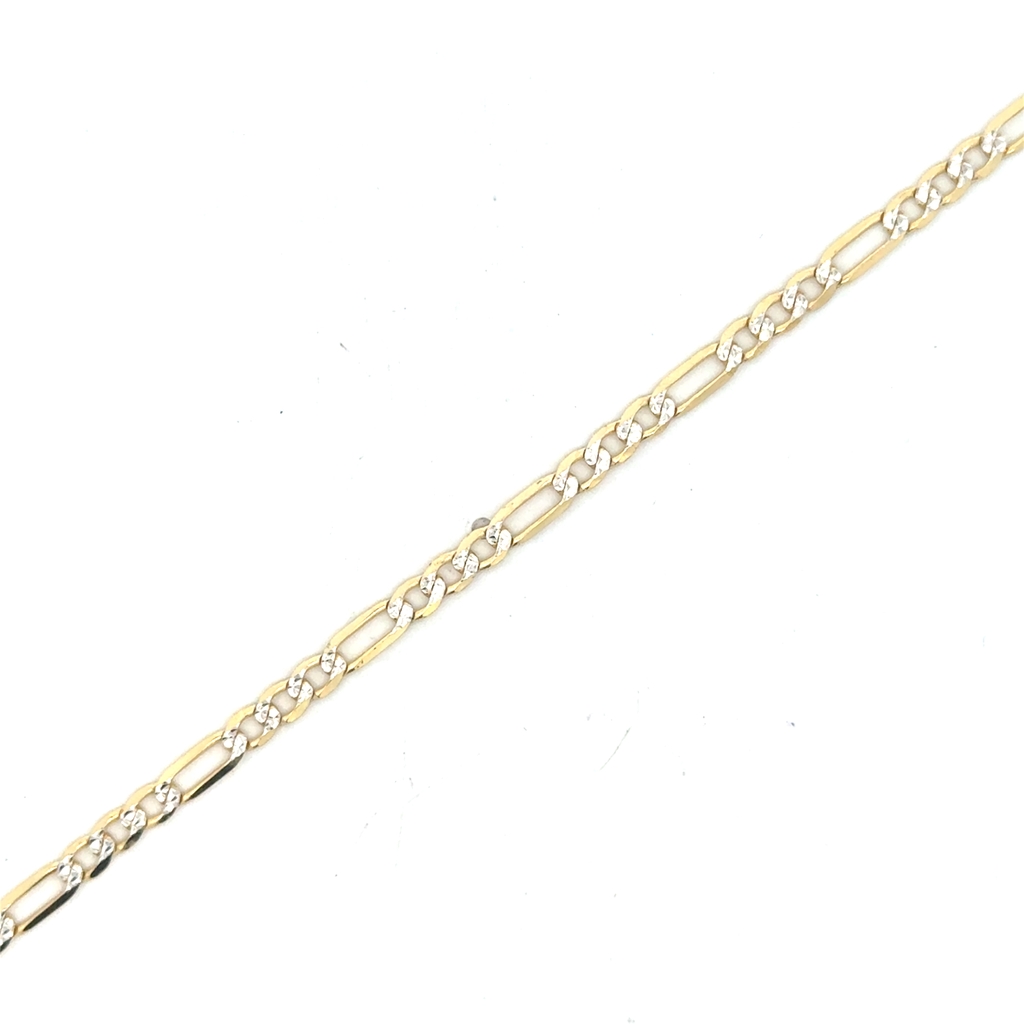 Bracelet figaro, or 2 tons (jaune et blanc) 10 carats