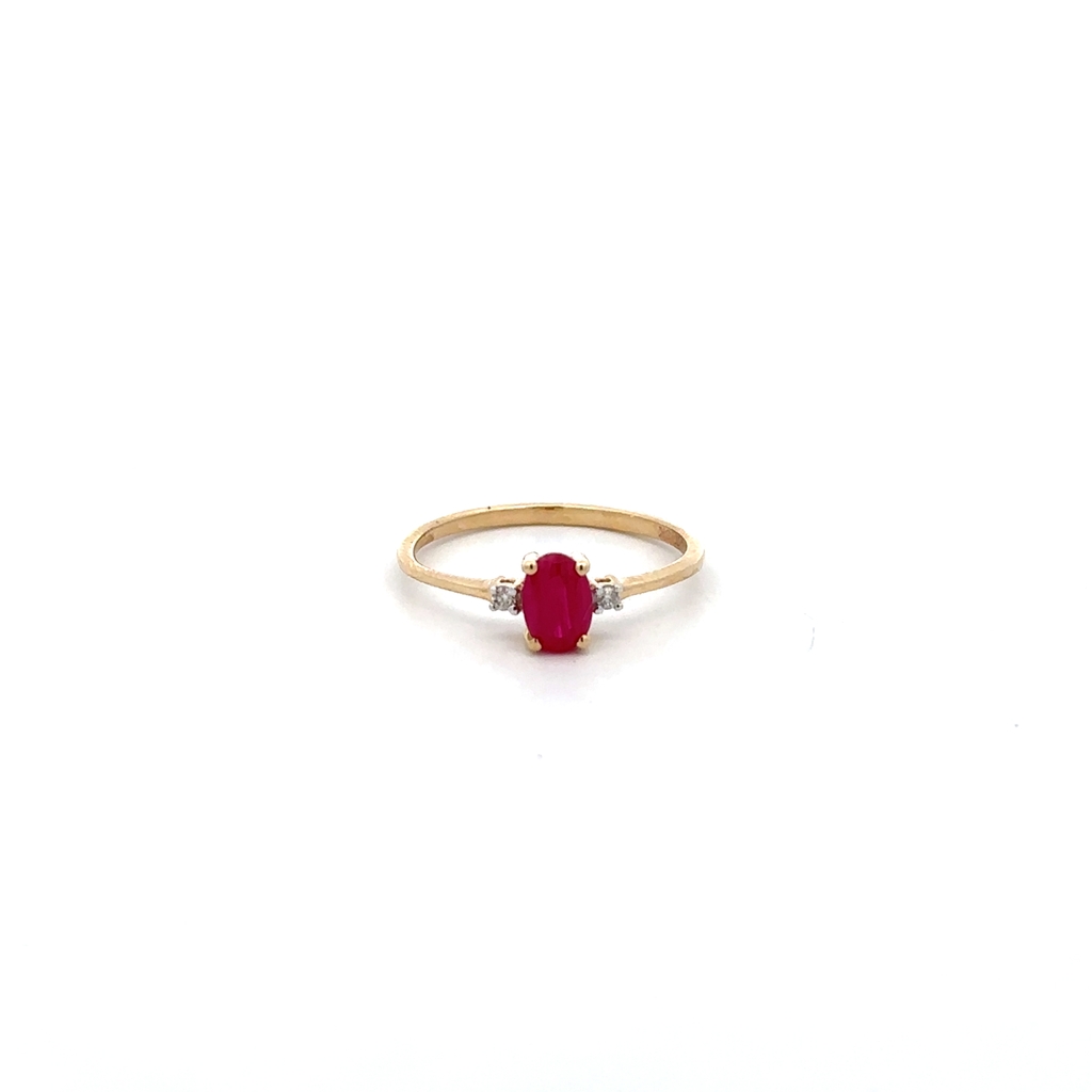 Bague or jaune 14 carats, rubis de 75 points, 3 points de diamant total - SKR40125-RD - Exclusivités