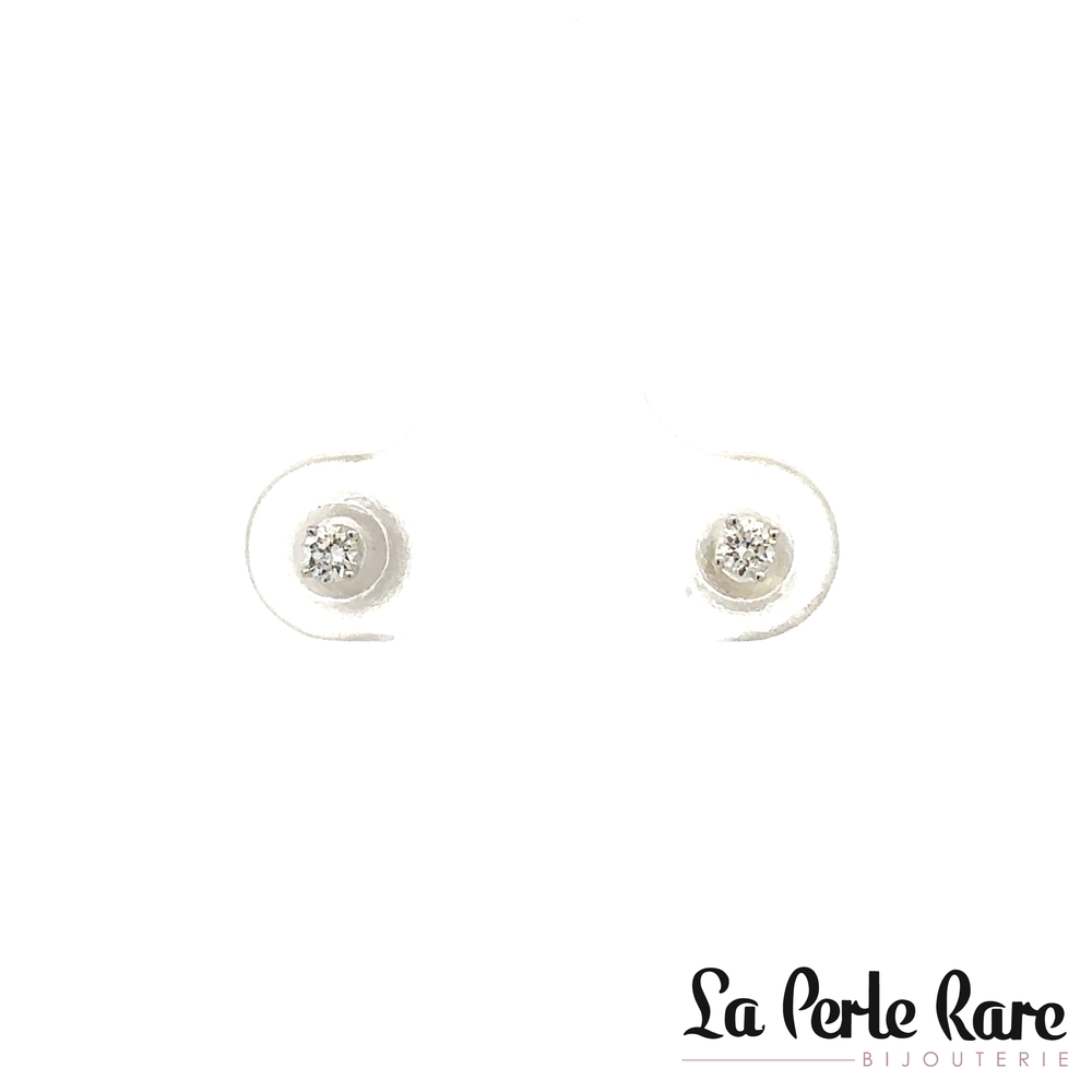 Boucles d'oreilles fixes vissées, or blanc 14 carats, 10 points de diamants de laboratoire total, VS/E-F, certificat - LGE2534-10 - Exclusivités