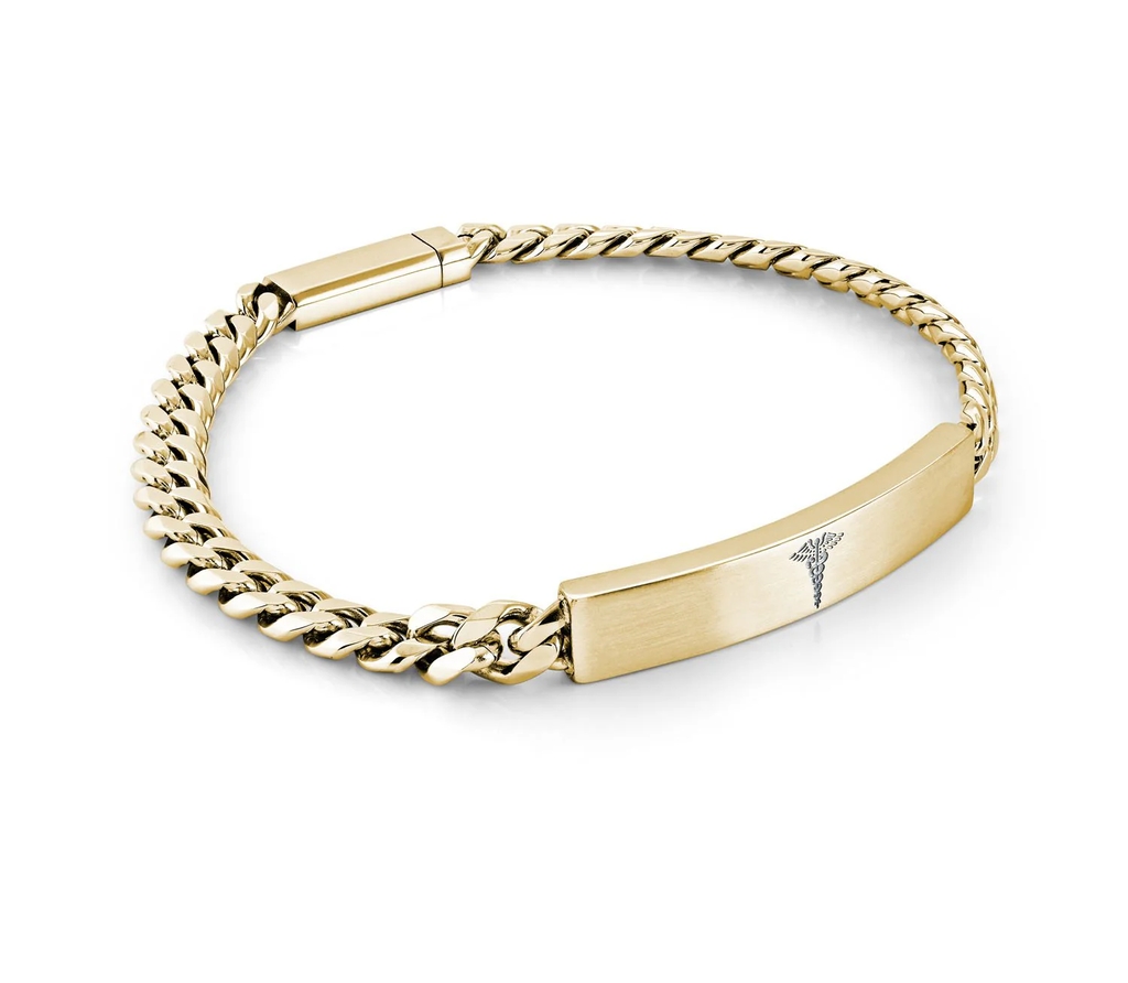 Bracelet médical, acier inoxydable 2 tons (jaune et blanc)