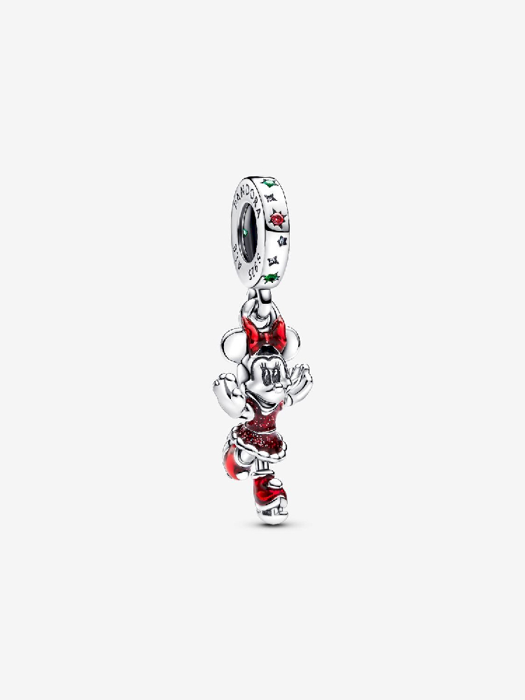 Bille Disney Minnie Mouse, patinage à glace, argent, émail rouge, zircons rouges et verts - 793530C01 - Pandora
