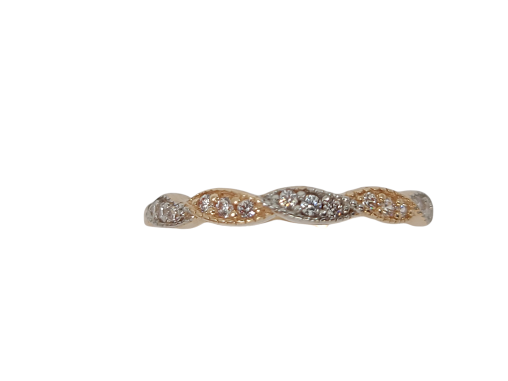 Bague or 2 tons (rose/blanc), zircons Bague or 2 tons (rose/blanc), zircons