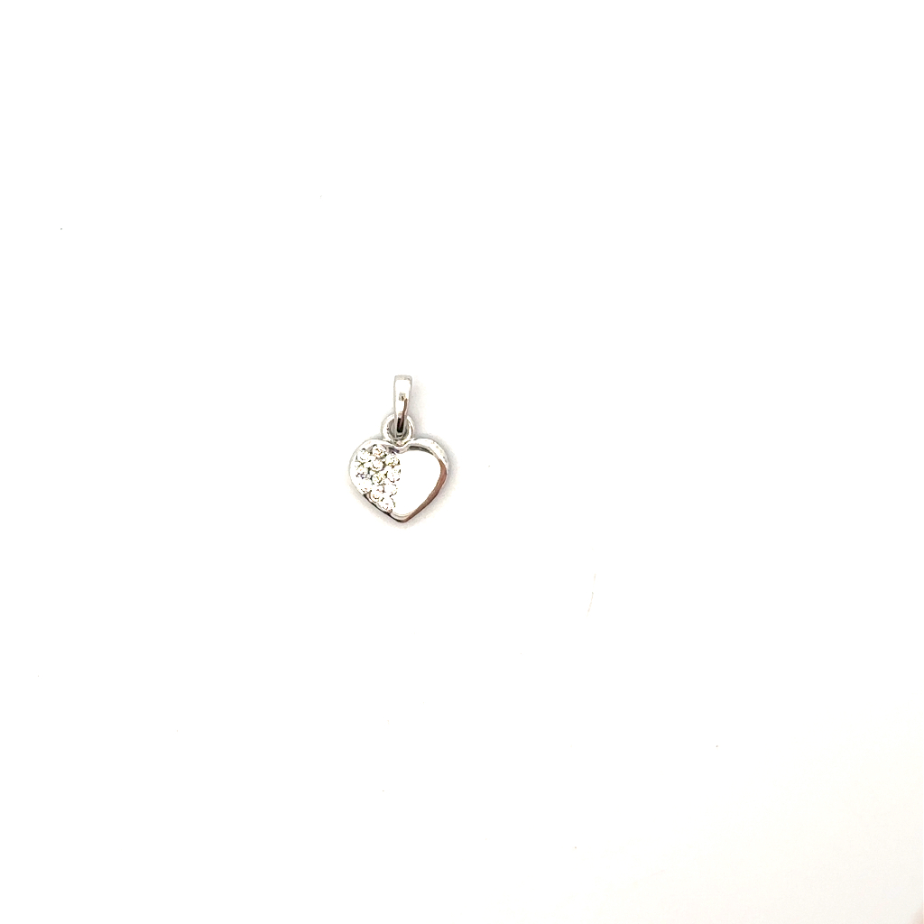 Pendentif coeur, or blanc 10 carats, zircons incolores - POZ-540-B - Exclusivités