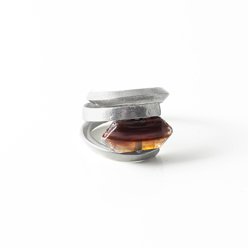 Bague étain, verre - TEMAE-MOKA - Anne-marie Chagnon