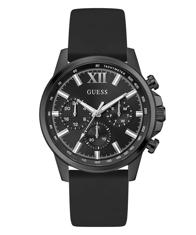 Montre silicone noir, acier inoxydable noir, fond noir - GW0913G3 - Guess