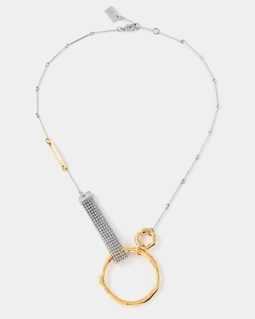 Collier étain 2 tons (blanc et jaune)