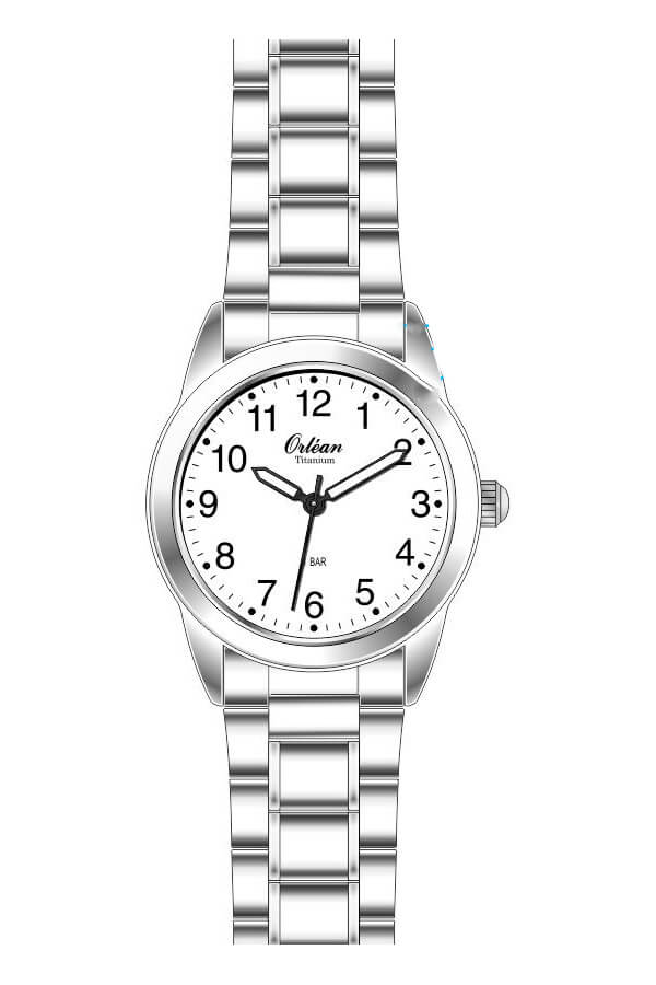 Montre titane, fond blanc - ME3625 - Orlean