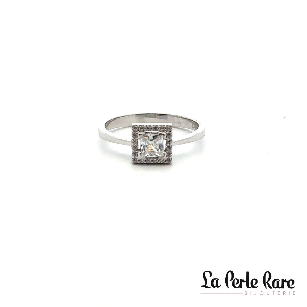 Bague or blanc 10 carats, zircons incolores - MAU-22-B-BG - Exclusivités