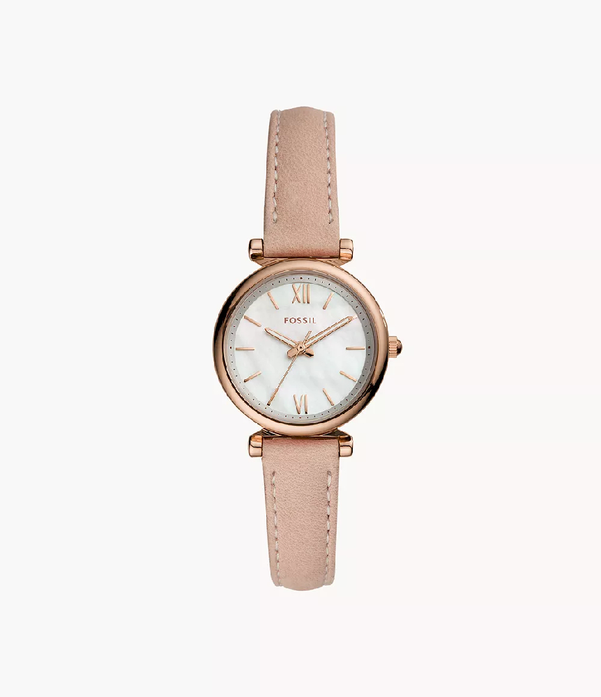 Montre cuir rose, acier inoxydable rosé, fond nacré - ES4699 - Fossil