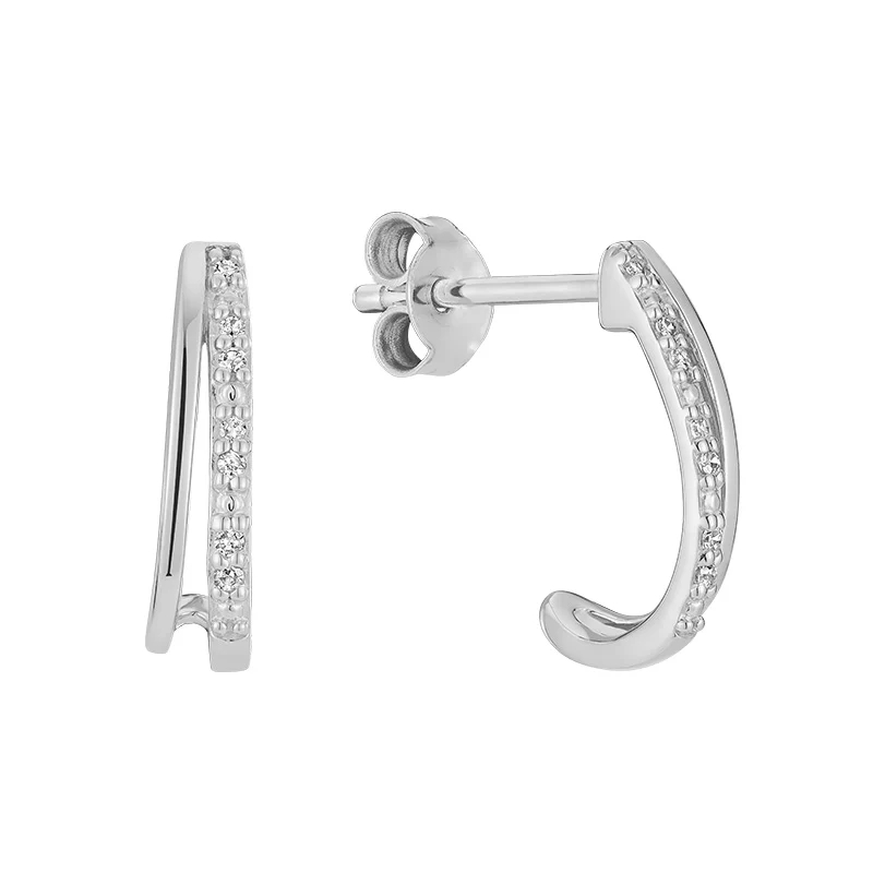 Boucles d'oreilles fixes or blanc 10 carats, 5 points de diamant total