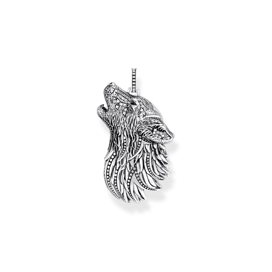 Pendentif loup, argent, zircons blancs/noirs - PE966-643-21 - Thomas Sabo