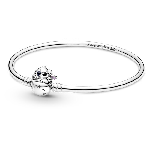 Bracelet rigide à fermoir en forme de stitch qui mord de disney pandora moments, argent - 591683C01-17 - Pandora