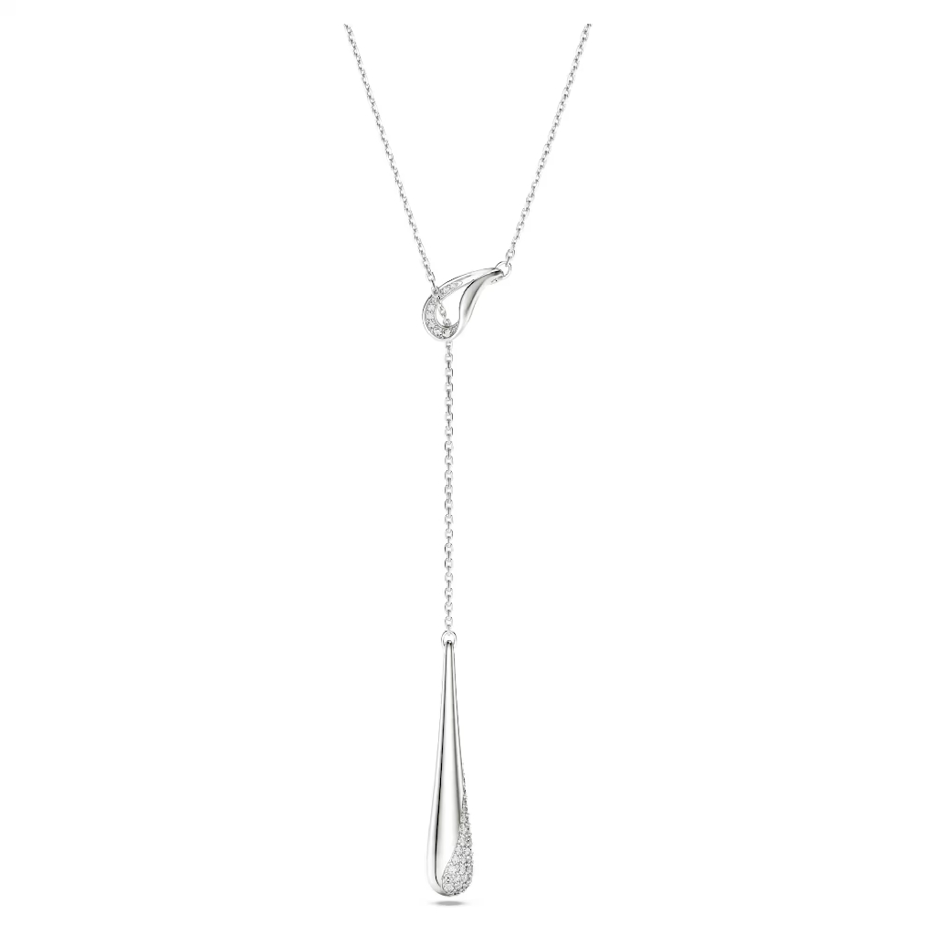 Collier en Y Classica, argent recyclé, cristaux incolores