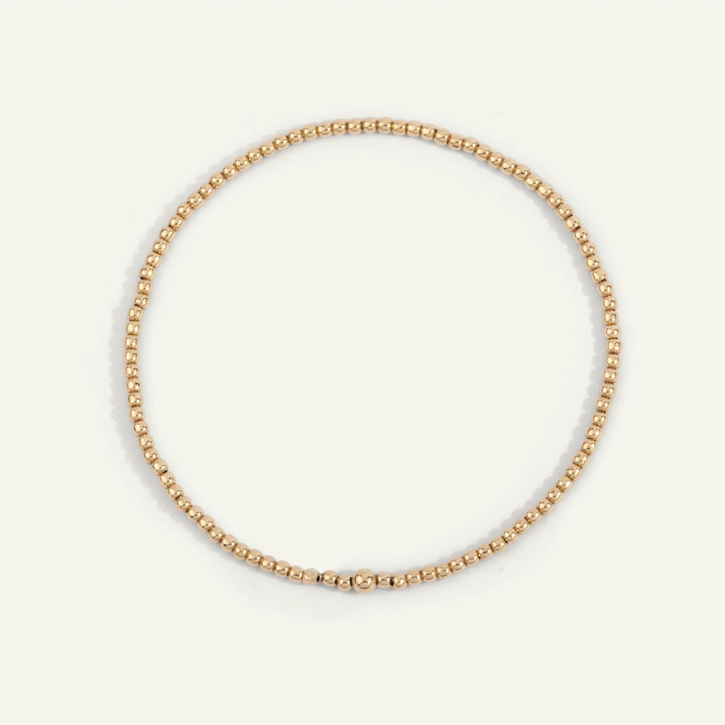 Bracelet extensible, métal doublé d'or 14 carats, 2 millimètres