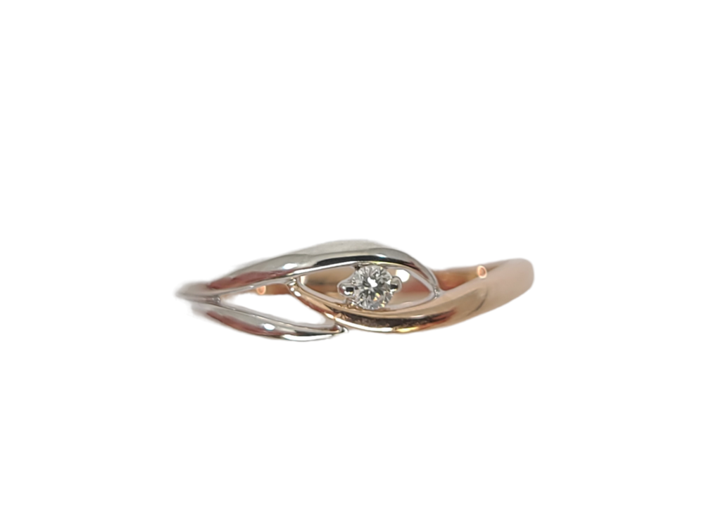 Bague 2 tons rose avec 3 pts dia tot Bague 2 tons rose avec 3 pts dia tot