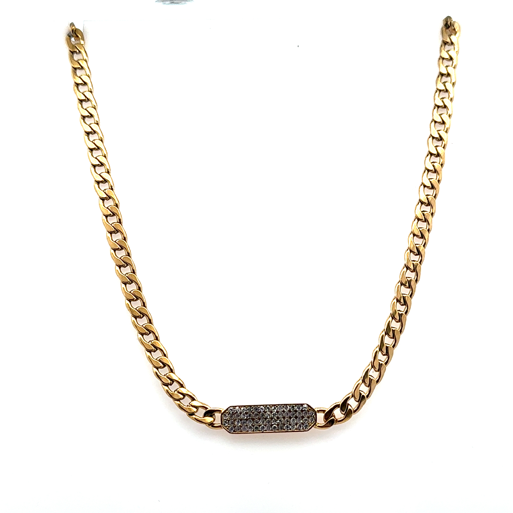 Collier mailles gourmettes, acier inoxydable doré, zircons incolores - BYM100 - Brosway Italia