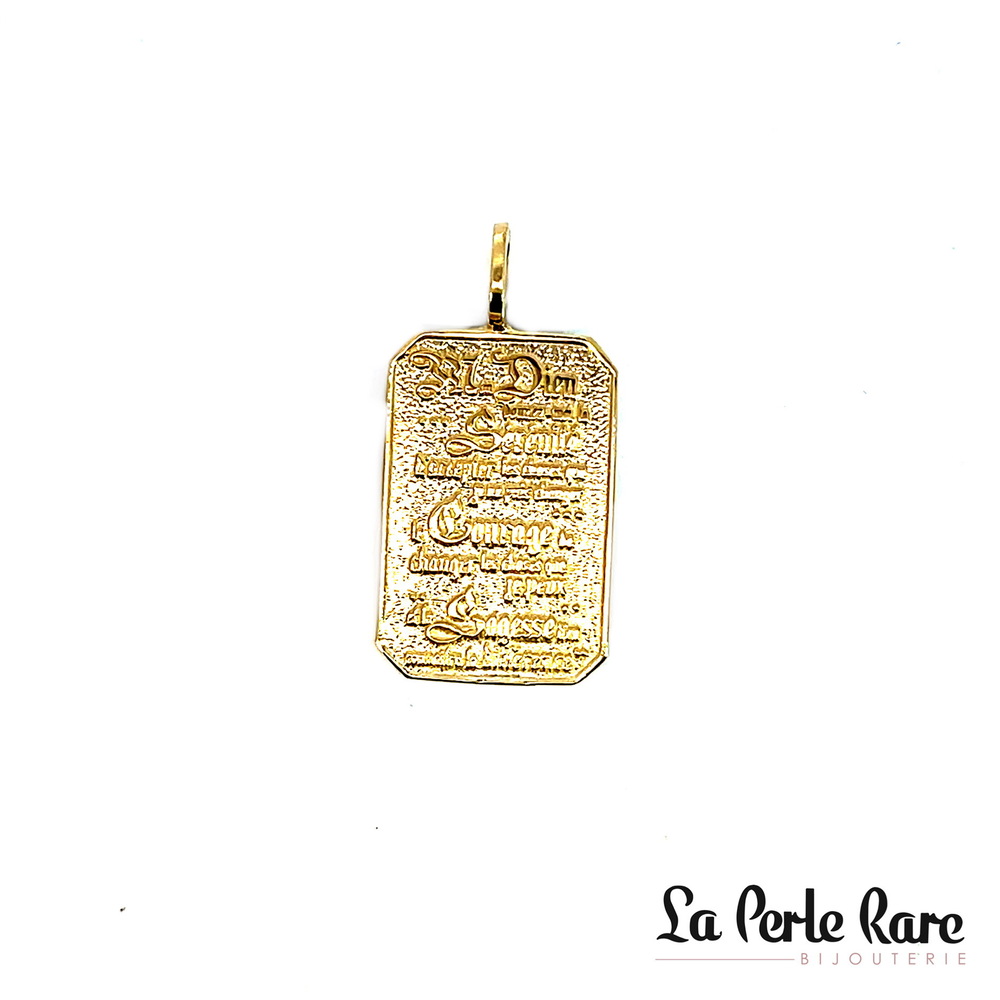 Pendentif Prière de la Sérénité, or jaune 10 carats - LPR-2085 - Exclusivités