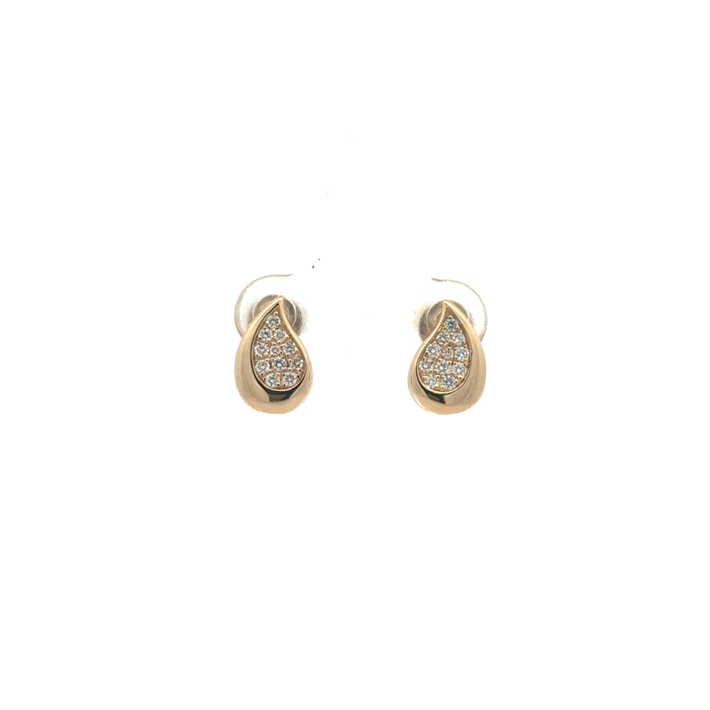 Boucles d'oreilles fixes gouttes, or jaune 14 carats, 22 points de diamant total