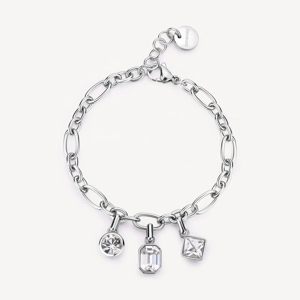Bracelet Symphonia, acier inoxydable, zircons incolores